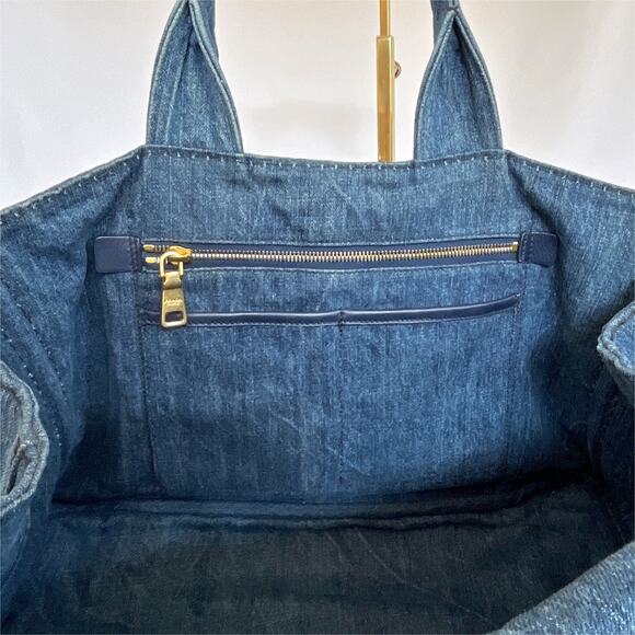 PRADA Logo Avio Denim Large Canapa Tote - Picture 13 of 16